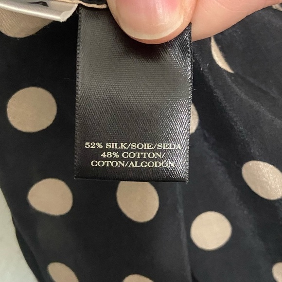 Ann Taylor women's M silk cotton blend popover top w/ polka dot print EUC - Picture 4 of 7